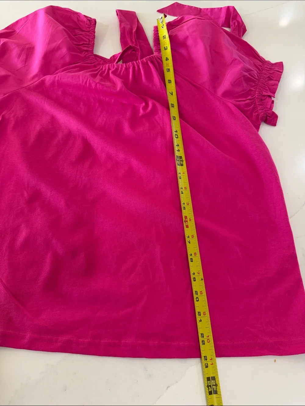 J. Crew Fuchsia Gathered-Neck Short Sleeve Summer Top Size SM 100%Cotton